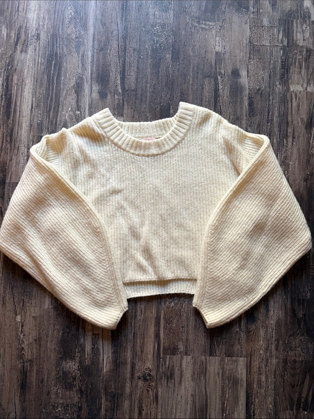Urban Outfitters Cozy Cropped Crewneck Sweater in Cream